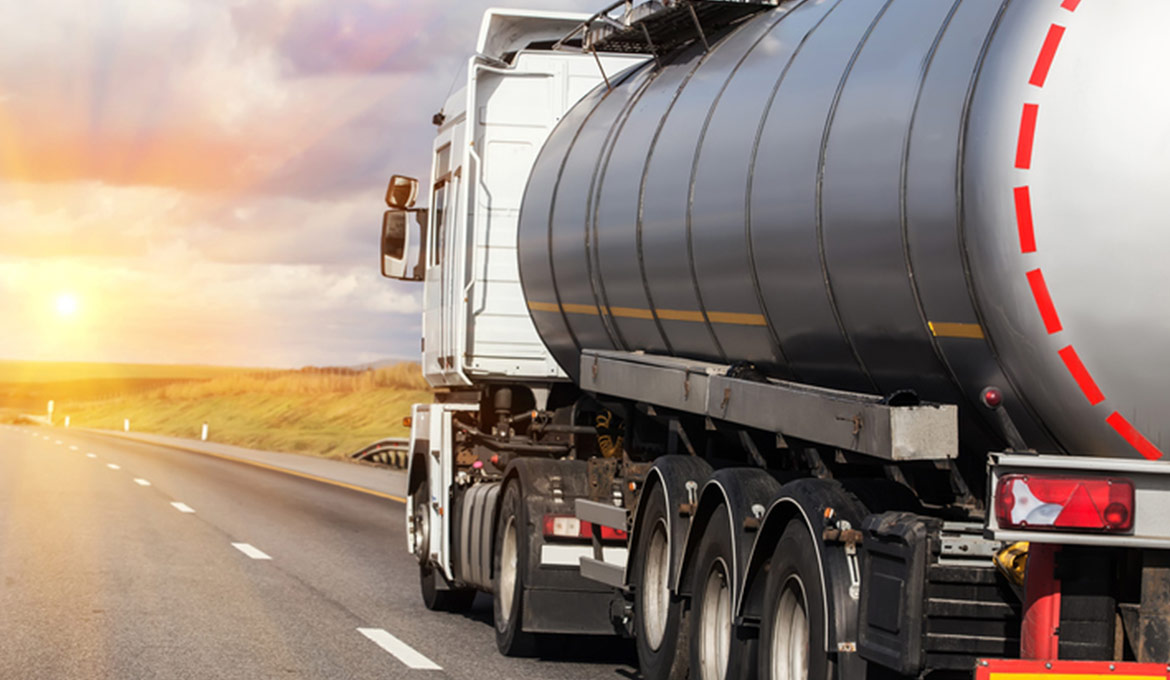 Large tanker transporting fuel on an interstate.