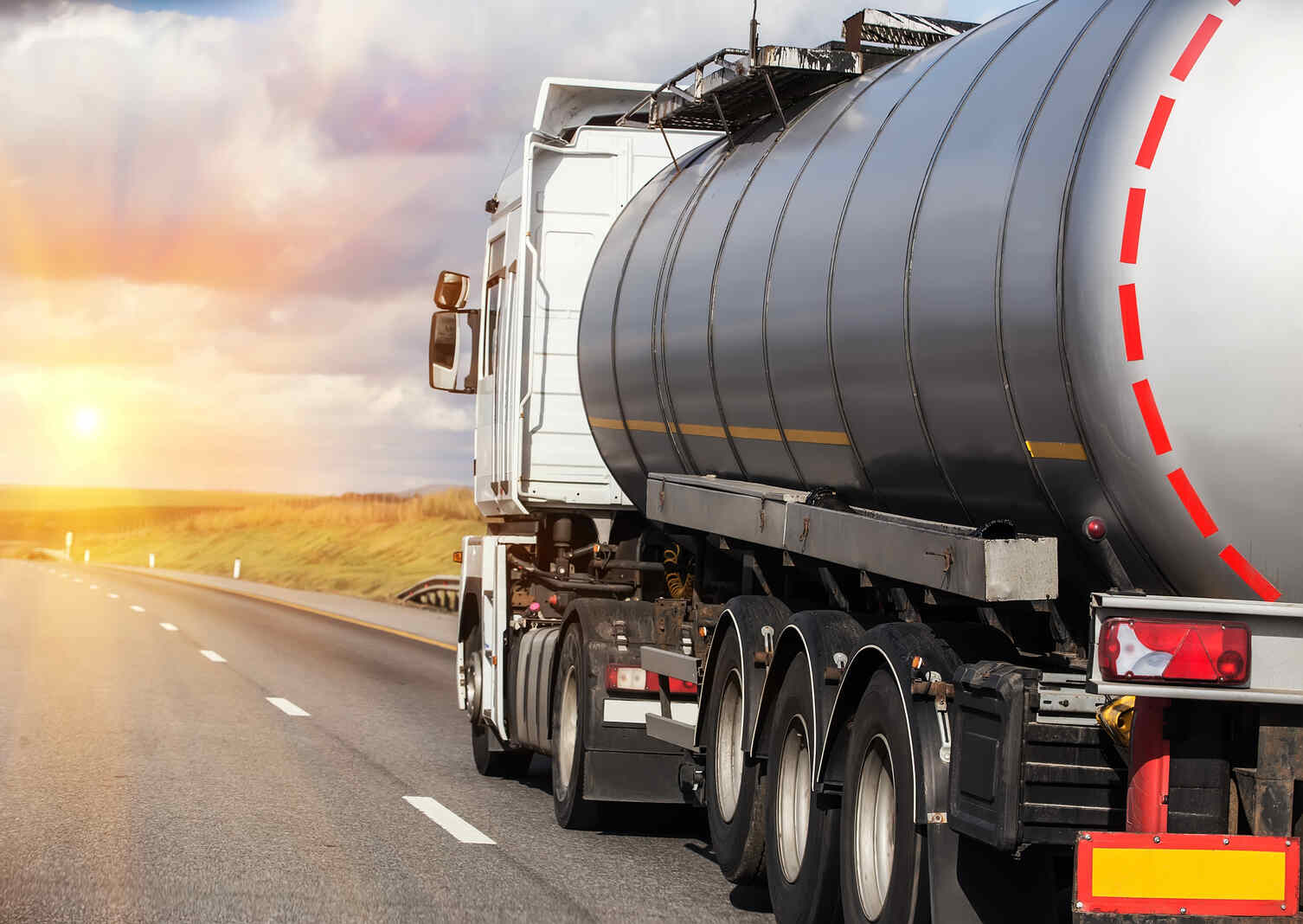 Fuel truck on the road on its way to a delivery